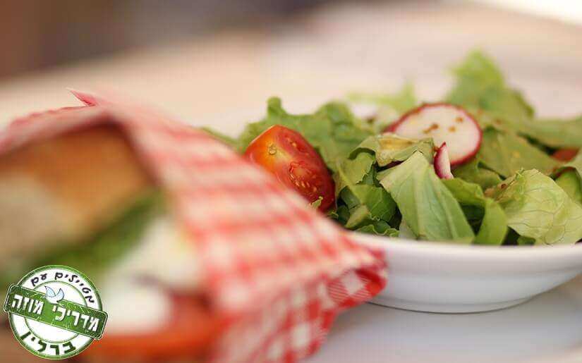 כריך מושקע ולידו סלט ירקות טרי